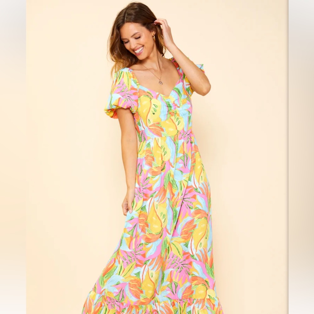 Spring Puff Sleeve Maxi Dress